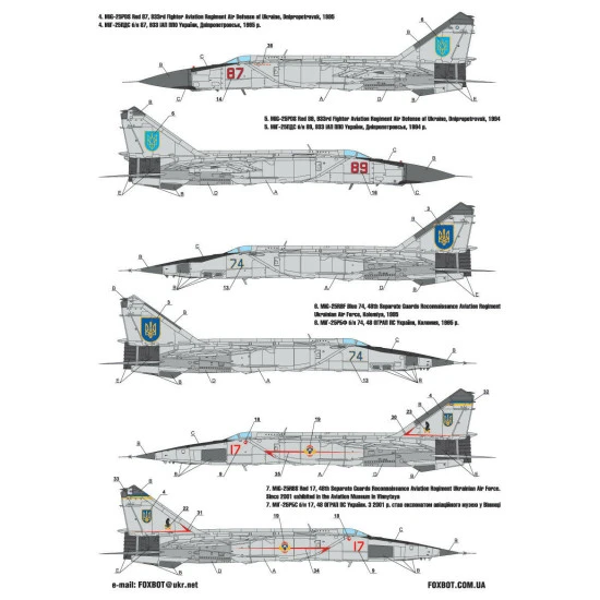 DECAL FOR UKRAINIAN FOXBATS MIG-25 1/72 scale Foxbot 72-016