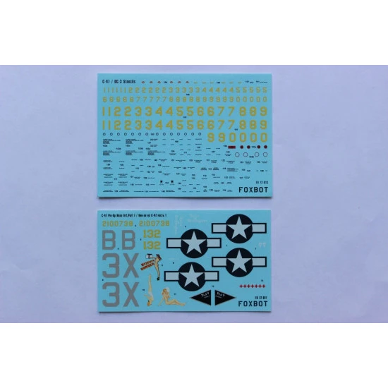 DOUGLAS C-47 SKYTRAIN DAKOTA PIN-UP NOSE ART AND STENCILS 1 1/72 Foxbot 72-017