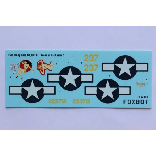 DOUGLAS C-47 SKYTRAIN/DAKOTA PIN-UP NOSE ART AND STENCILS 2 1/72 Foxbot 72-018
