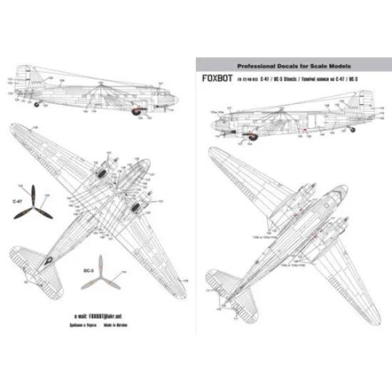 DOUGLAS C-47 SKYTRAIN/DAKOTA PIN-UP NOSE ART AND STENCILS 2 1/72 Foxbot 72-018