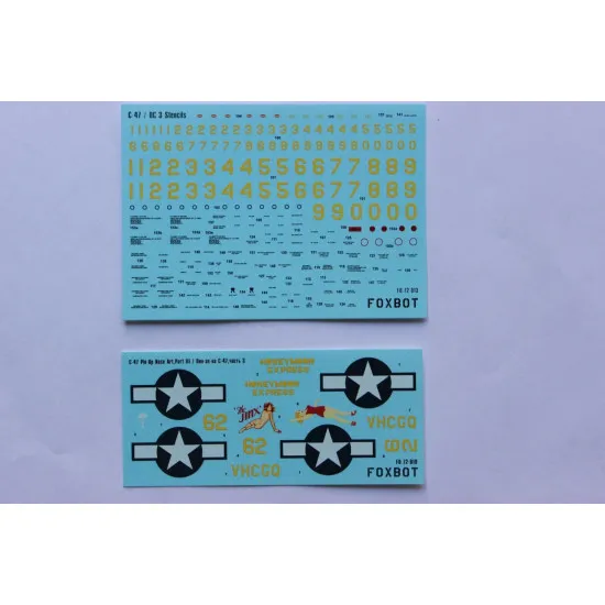 DOUGLAS C-47 SKYTRAIN/DAKOTA PIN-UP NOSE ART AND STENCILS 3 1/72 Foxbot 72-019