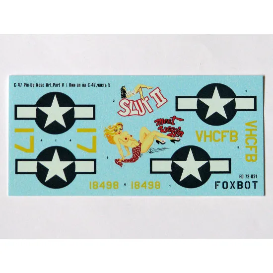 DOUGLAS C-47 SKYTRAIN/DAKOTA PIN-UP NOSE ART AND STENCILS 5 1/72 Foxbot 72-021