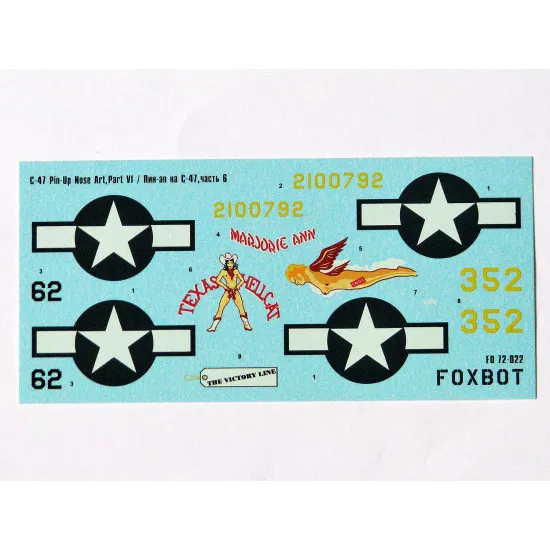 DOUGLAS C-47 SKYTRAIN DAKOTA PIN-UP NOSE ART AND STENCILS 6 1/72 Foxbot 72-022