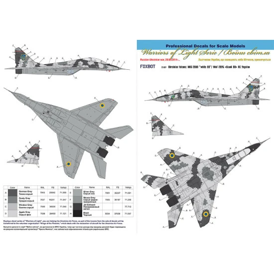 MIKOYAN MIG-29UB, UKRANIAN AIR FORCES, DIGITAL CAMOUFLAGE 1/72 Foxbot 72-027