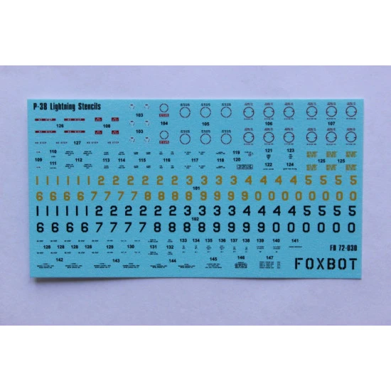 DECAL FOR STENCILS FOR P-38 LIGHTNING 1/72 Foxbot 72-030