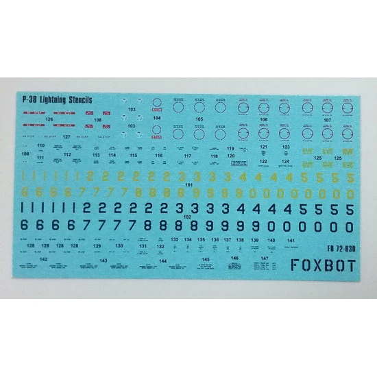 DECAL FOR STENCILS FOR P-38 LIGHTNING 1/72 Foxbot 72-030