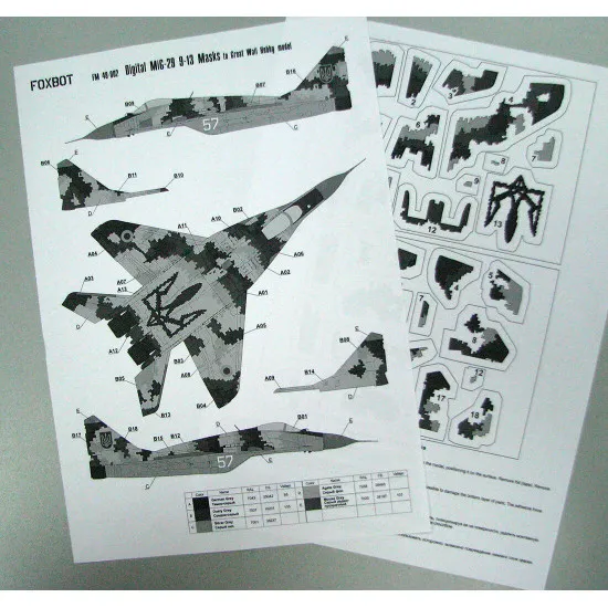 Foxbot FM48-002 1/48 Mask for MIKOYAN MIG-29 9-13, UKRANIAN AIR FORCES, DIGITAL CAMOUFLAGE