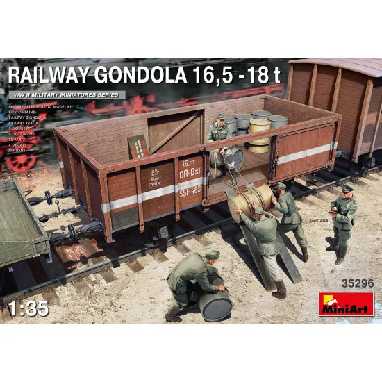 Miniart 35296 - RAILWAY GONDOLA 16,5-18t + 5 figures World War II 1/35 scale kit