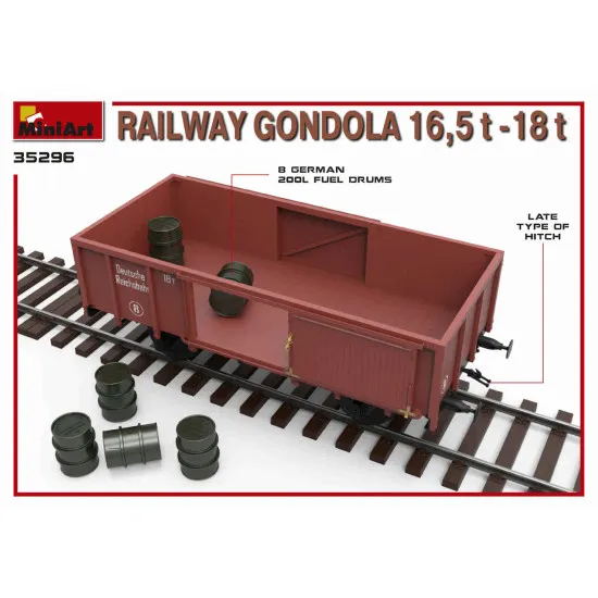 Miniart 35296 - RAILWAY GONDOLA 16,5-18t + 5 figures World War II 1/35 scale kit