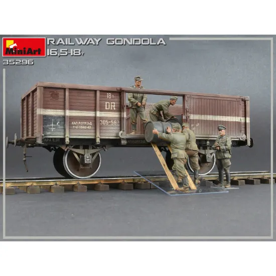 Miniart 35296 - RAILWAY GONDOLA 16,5-18t + 5 figures World War II 1/35 scale kit