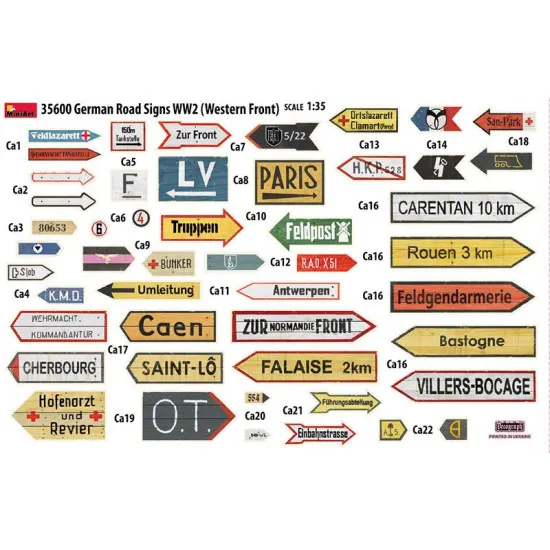 Miniart 35600 - GERMAN ROAD SIGNS WW2 (FRANCE 1944) 1/35 scale plastic model kit