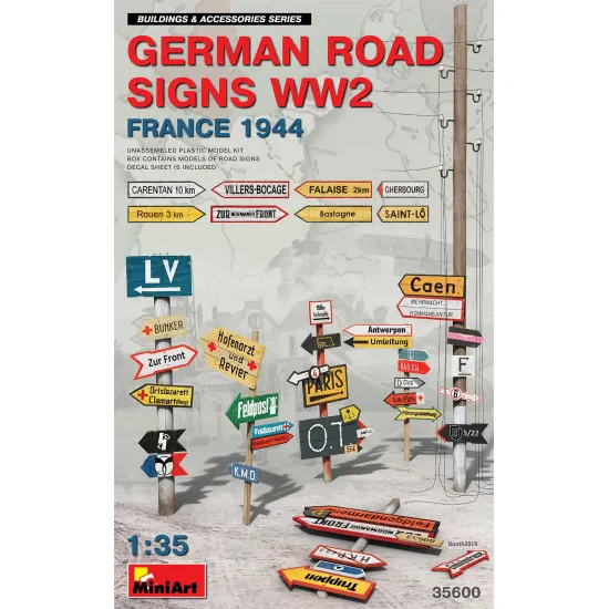 Miniart 35600 - GERMAN ROAD SIGNS WW2 (FRANCE 1944) 1/35 scale plastic model kit