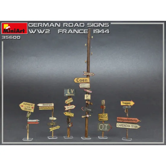 Miniart 35600 - GERMAN ROAD SIGNS WW2 (FRANCE 1944) 1/35 scale plastic model kit