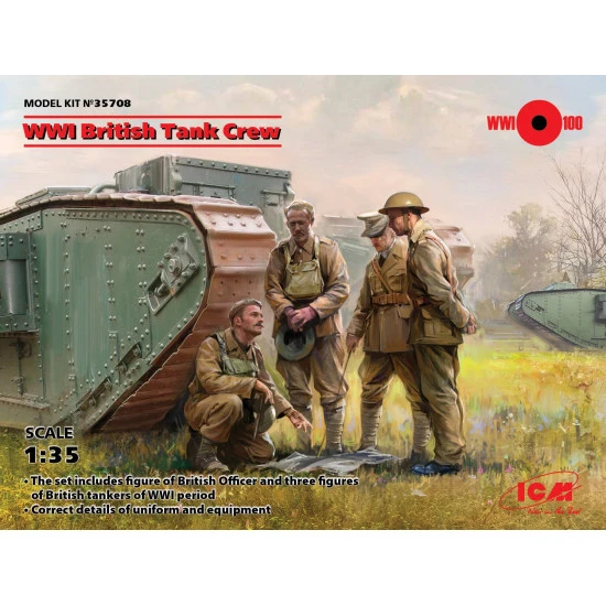 ICM 35708 - WWI BRITISH TANK CREW (4 FIGURES) World War I 1/35 SCALE