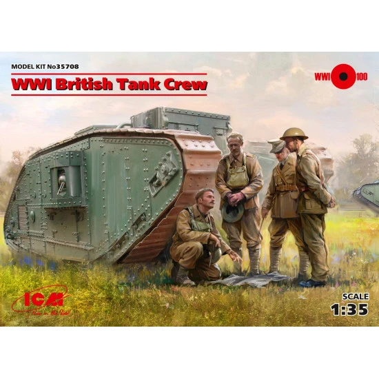 ICM 35708 - WWI BRITISH TANK CREW (4 FIGURES) World War I 1/35 SCALE