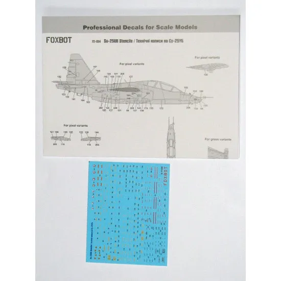 DECALS STENCILS FOR SU-25UB 1/72 SCALE Foxbot 72-034