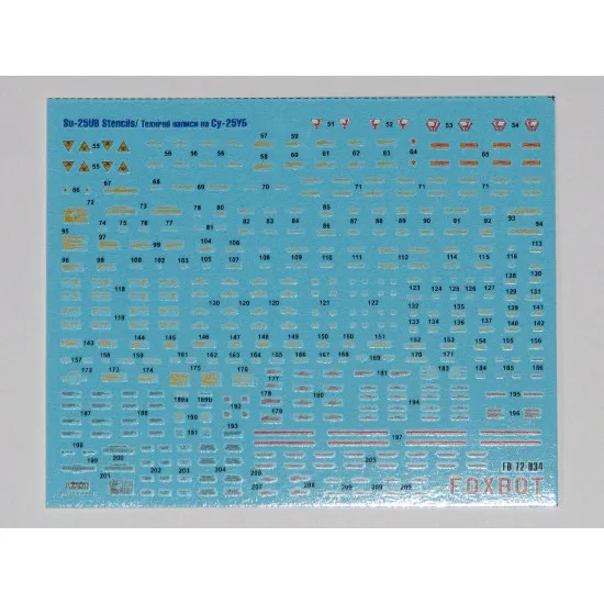 DECALS STENCILS FOR SU-25UB 1/72 SCALE Foxbot 72-034