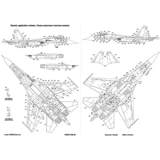Us Stock Decal For Numbers For Sukhoi Su-27s Ukranian Air Forces 1/32 Scale Foxbot 32-004