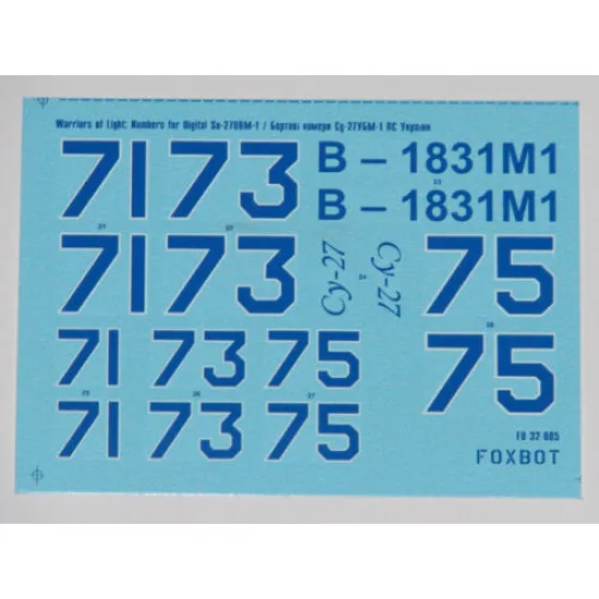 DECAL FOR NUMBERS FOR SUKHOI SU-27UBM UKRANIAN AIR FORCES 1/32 Foxbot 32-005
