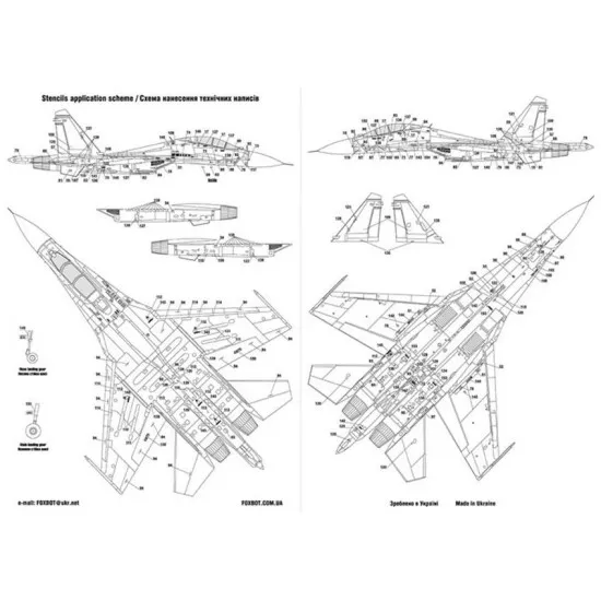 DECAL FOR NUMBERS FOR SUKHOI SU-27UBM UKRANIAN AIR FORCES 1/32 Foxbot 32-005