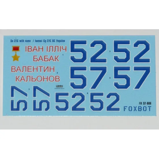 Us Stock Decal For Sukhoi Su-27 With Name 1/32 Scale Foxbot 32-006