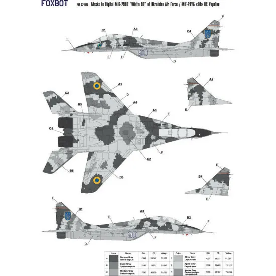 MIKOYAN MIG-29UB, UKRANIAN AIR FORCES, DIGITAL CAMOUFLAGE 1/32 Foxbot FM 32-005