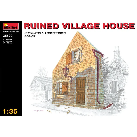 Miniart 35520 - 1/35 Ruined Village House Diorama Scale Plastic Model Kit