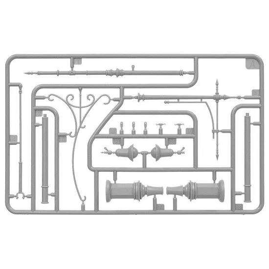 Miniart 35523 - 1/35 Tram Supports and Street Lamp Scale Plastic Model Kit