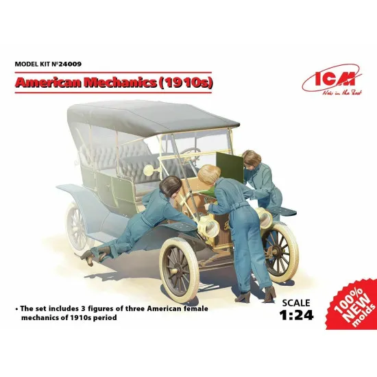 ICM 24009 - 1/24 American Mechanics (1910s) 3 figures scale plastic model kit