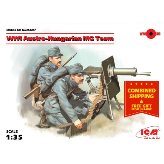 ICM 35697 - 1/35 Austro - Hungarian MG Team WWI, (2 figures), plastic model kit