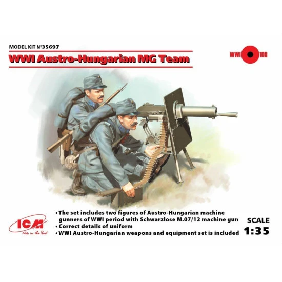 ICM 35697 - 1/35 Austro - Hungarian MG Team WWI, (2 figures), plastic model kit