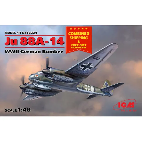 ICM 48234 - 1/48 JU 88A-14 German Bomber, WWII plastic kit scale model