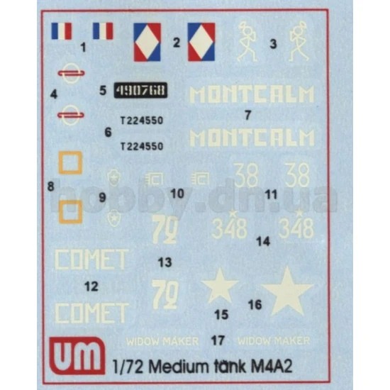 Unimodel 372 - Sherman Medium Tank M4A2 75 1:72 UM372