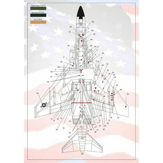 Print Scale 0008-72 - 1/72 F-4 Phantom Technical stencils Dry decal