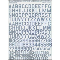 PRINT SCALE 32-002 - 1/32 USAF Modern Stencil Letters&numbers, grey color