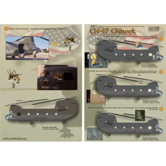 Print Scale 32-007 - 1/32 Airplane Ch-47 Chinook Aircraft Accessories, wet decal