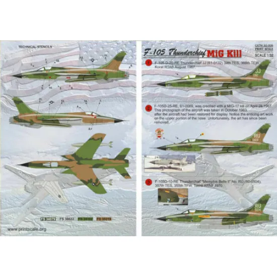 Print Scale 32-009 - 1/32 Decal for F-105 Thunderchief Mig Kill