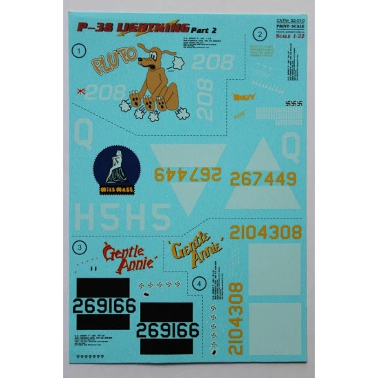 Print Scale 32-010 - 1/32 Decal for Airplane P-38 Lightning Part-2 Aircraft