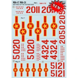 Print Scale 32-011 - 1/32 Decal for Mig-17 / Mig-21 Air Force of the Vietnam War