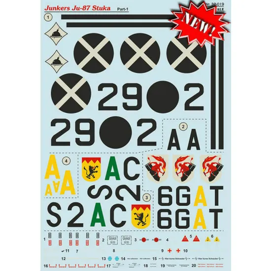 Print Scale 32-019 - 1/32 Junkers Ju-87 Part 1 The complete set 2 leaf wet decal