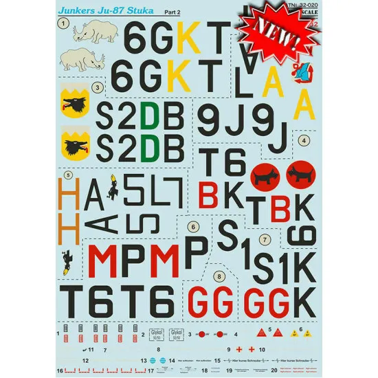 Print Scale 32-020 - 1/32 Junkers Ju-87 Part 1 The complete set 2 leaf wet decal