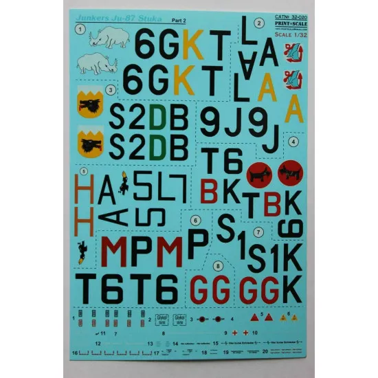 Print Scale 32-020 - 1/32 Junkers Ju-87 Part 1 The complete set 2 leaf wet decal