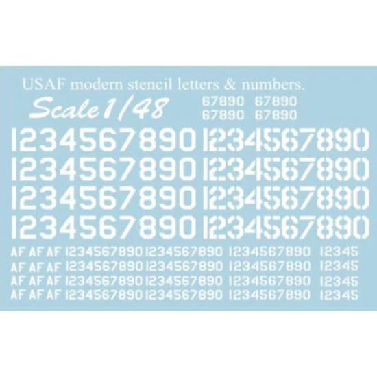 Print Scale 48-003 - 1/48 Airplane USAF Modern Stencil Letters 3, wet decal