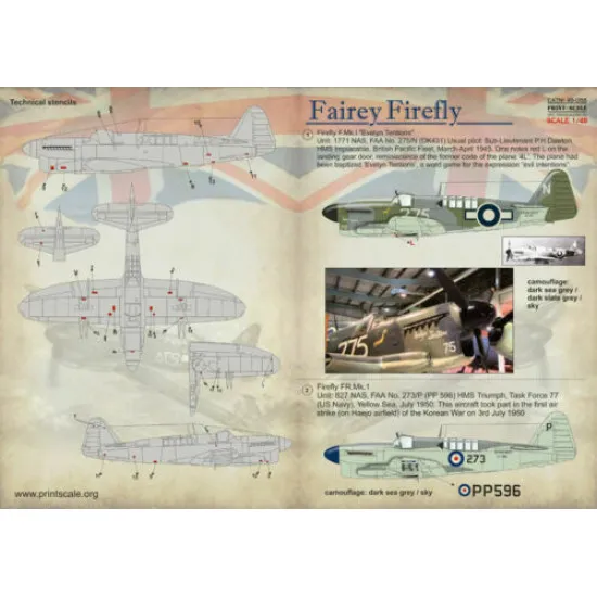 Print Scale 48-058 - 1/48 Fairey Firefly Wet decal Aircraft