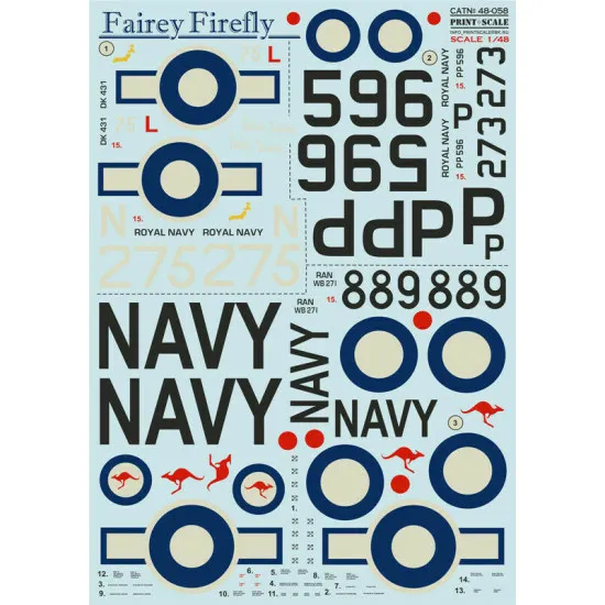 Print Scale 48-058 - 1/48 Fairey Firefly Wet decal Aircraft