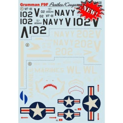 Print Scale 48-108 - 1/48 Decal for Airplane Grumman F9f Panther Part-1 Aircraft