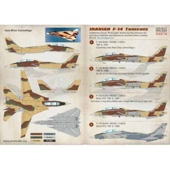 Print Scale 48-117 - 1/48 Decal for Airplane F-14 Tomcats