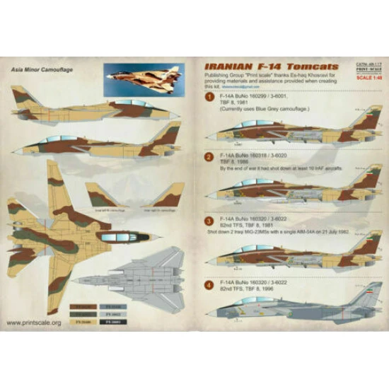 Print Scale 48-117 - 1/48 Decal for Airplane F-14 Tomcats