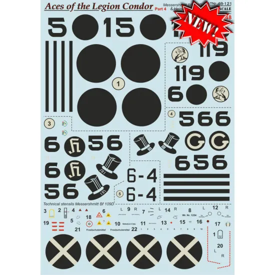 Print Scale 48-121 - 1/48 Decal for Airplane Aces of the Legion Condor, Part 4