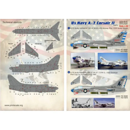 Print Scale 48-127 - 1/48 Decal for Airplane US Navy A-7 Corsair II, Part 2